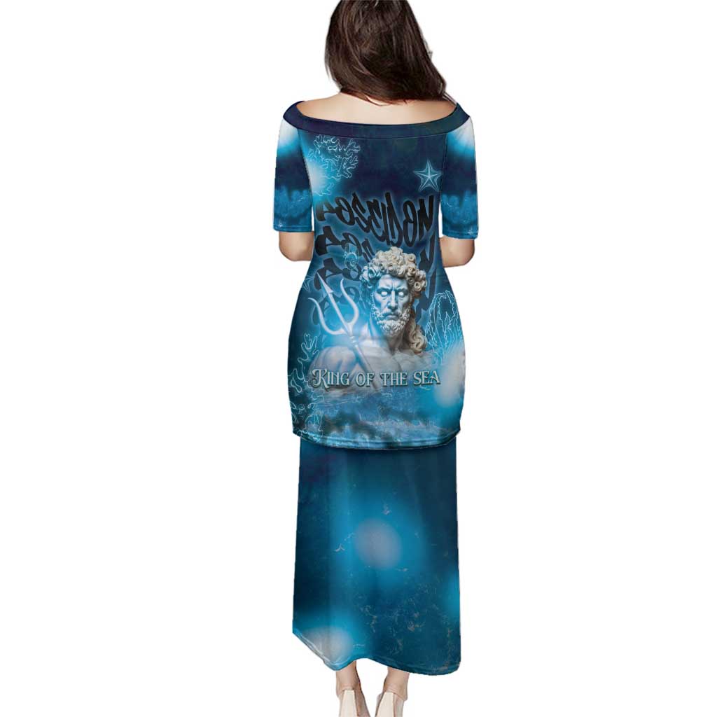 Poseidon Family Matching Puletasi and Hawaiian Shirt God Of The Sea - Wonder Print Shop