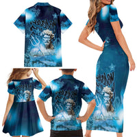 Poseidon Family Matching Short Sleeve Bodycon Dress and Hawaiian Shirt God Of The Sea - Wonder Print Shop