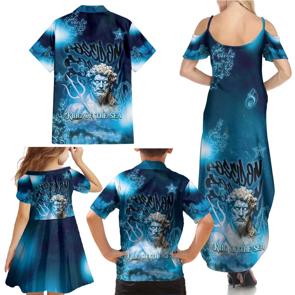 Poseidon Family Matching Summer Maxi Dress and Hawaiian Shirt God Of The Sea - Wonder Print Shop