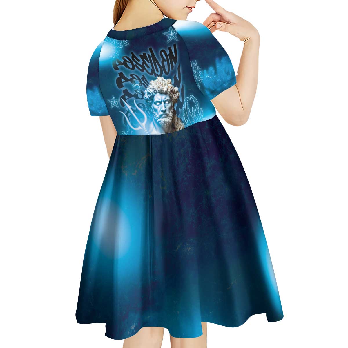 Poseidon Kid Short Sleeve Dress God Of The Sea - Wonder Print Shop