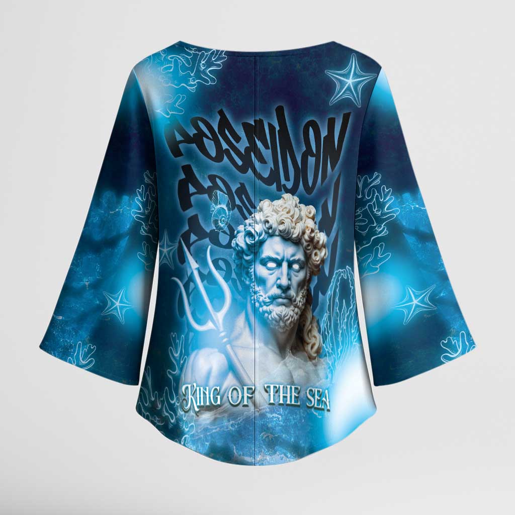 Poseidon Kimono Sleeve Blouse God Of The Sea - Wonder Print Shop