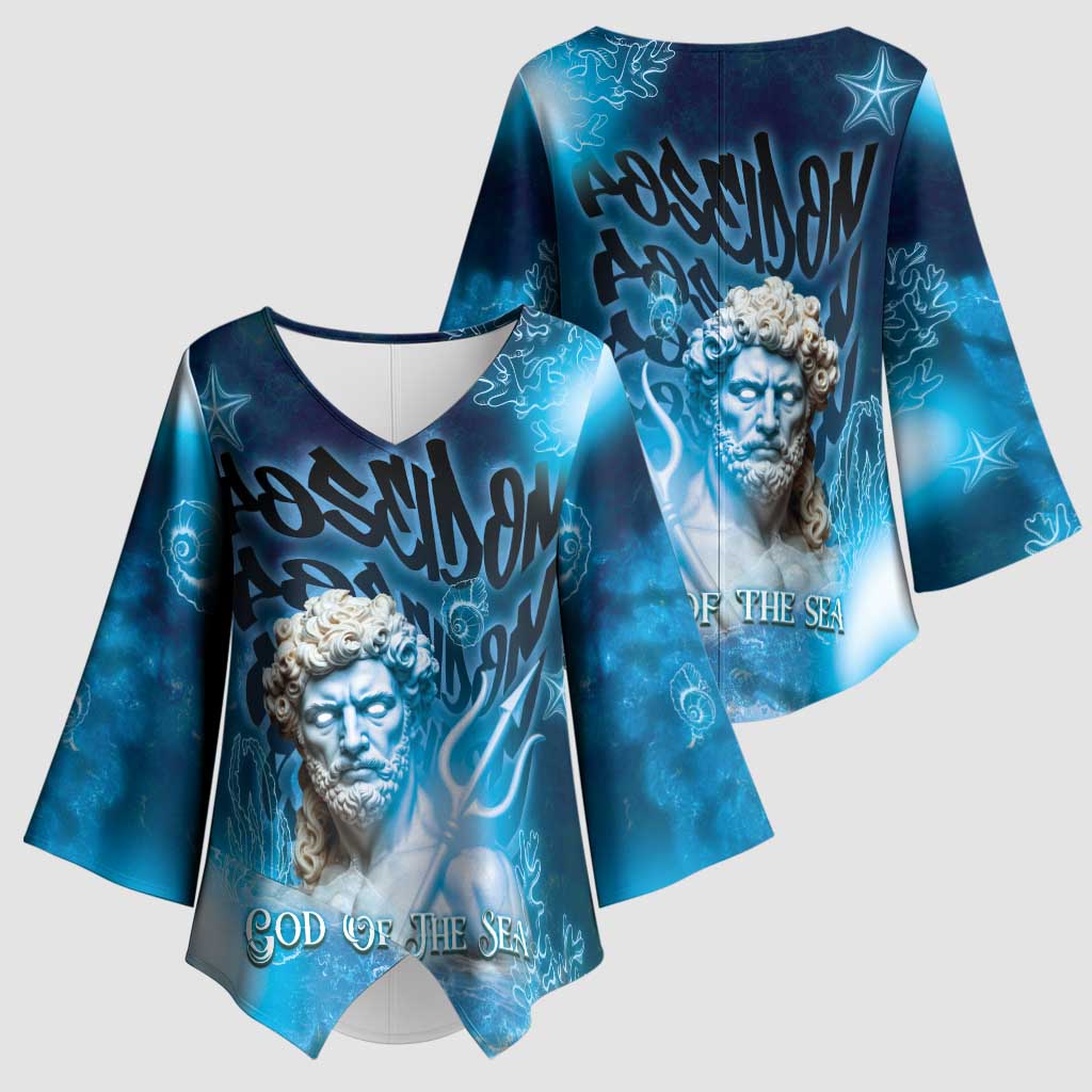 Poseidon Kimono Sleeve Blouse God Of The Sea - Wonder Print Shop