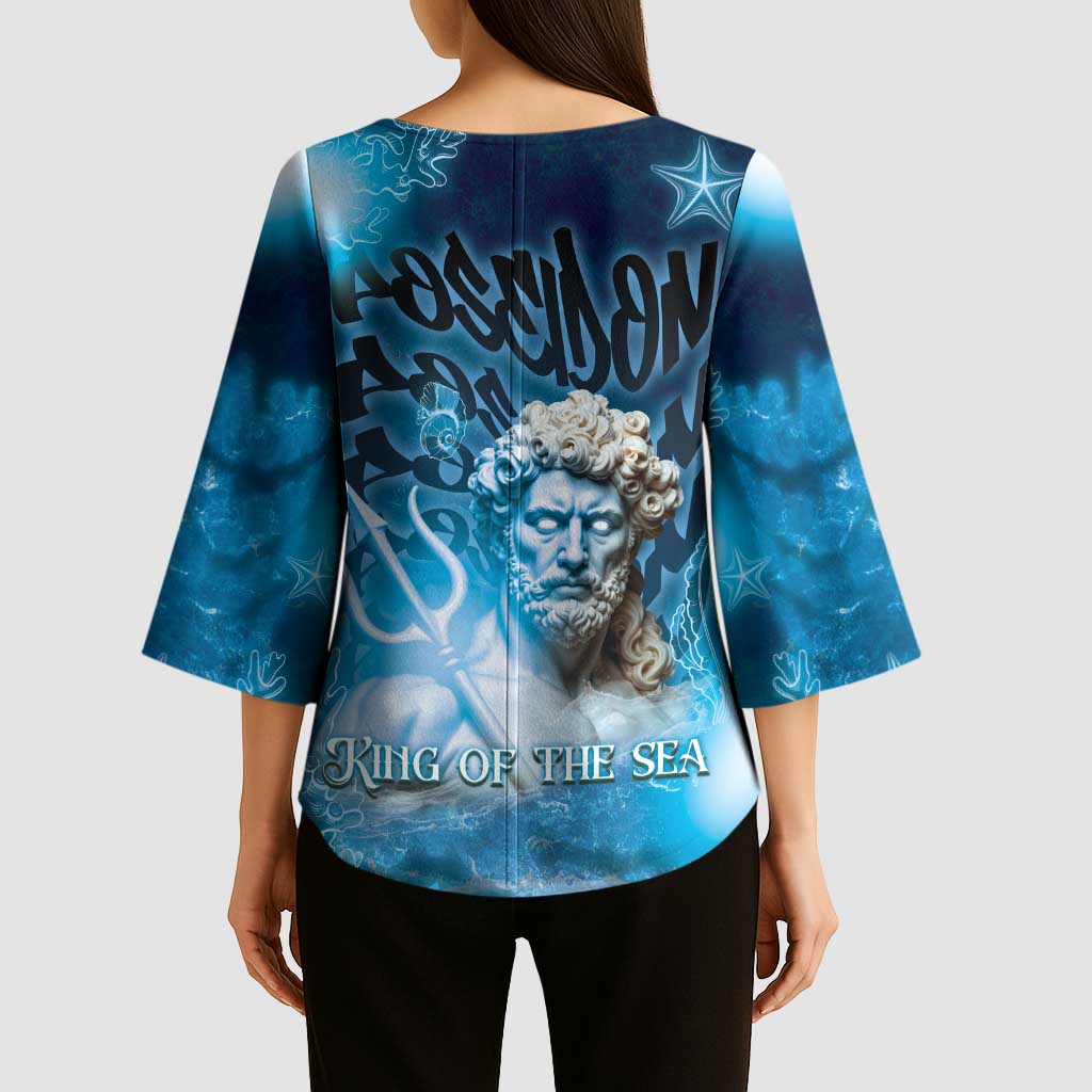 Poseidon Kimono Sleeve Blouse God Of The Sea - Wonder Print Shop