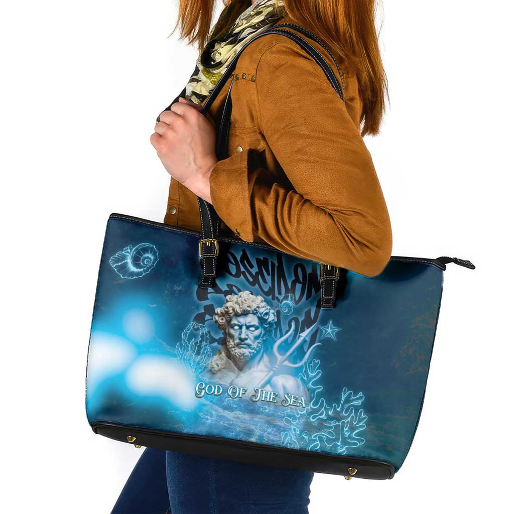 Poseidon Leather Tote Bag God Of The Sea - Wonder Print Shop