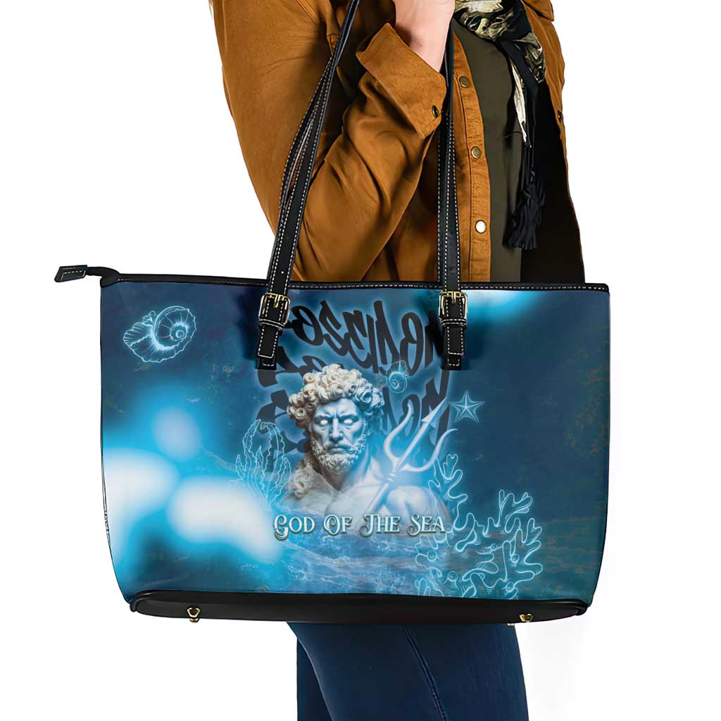 Poseidon Leather Tote Bag God Of The Sea - Wonder Print Shop