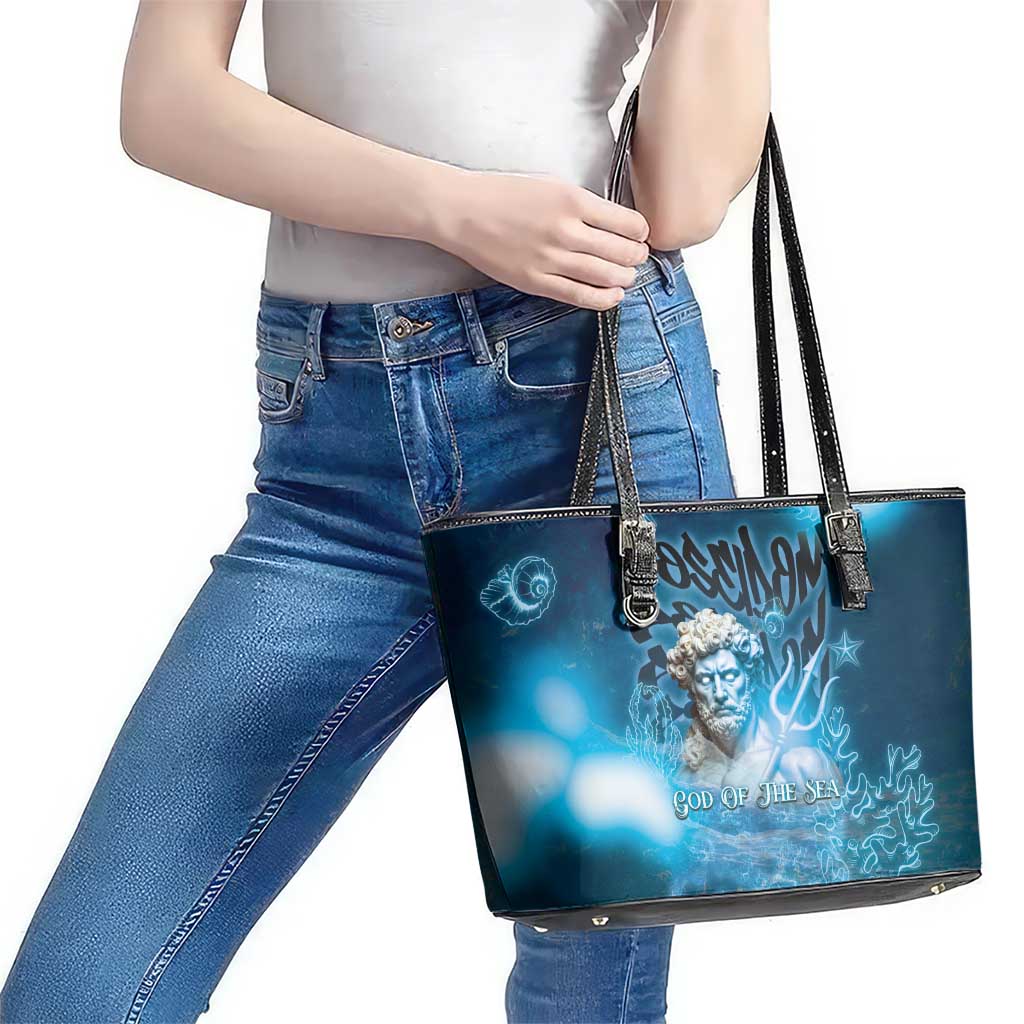 Poseidon Leather Tote Bag God Of The Sea - Wonder Print Shop