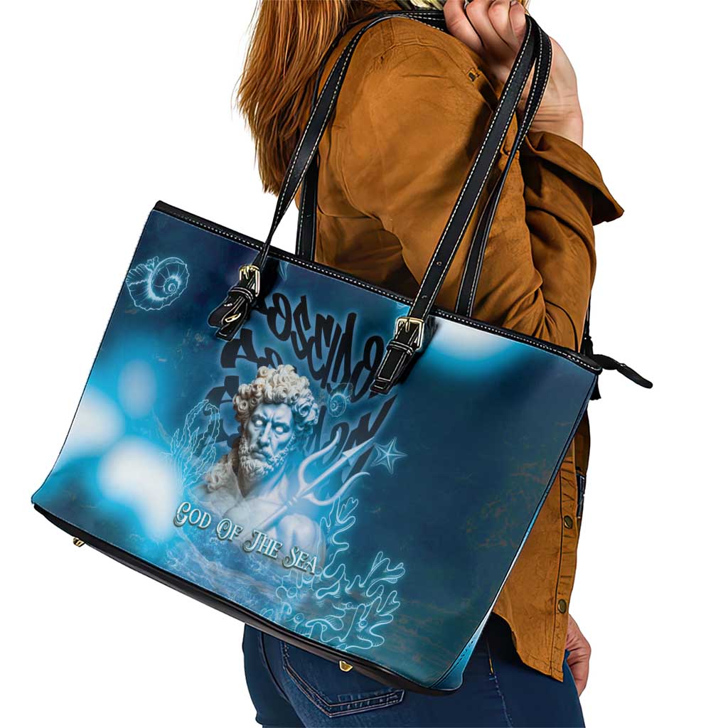 Poseidon Leather Tote Bag God Of The Sea - Wonder Print Shop