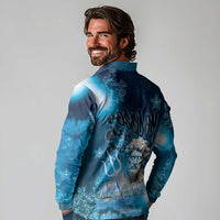 Poseidon Long Sleeve Polo Shirt God Of The Sea - Wonder Print Shop
