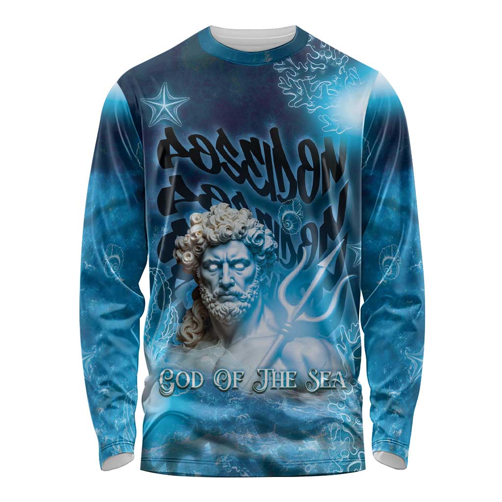 Poseidon Long Sleeve Shirt God Of The Sea - Wonder Print Shop
