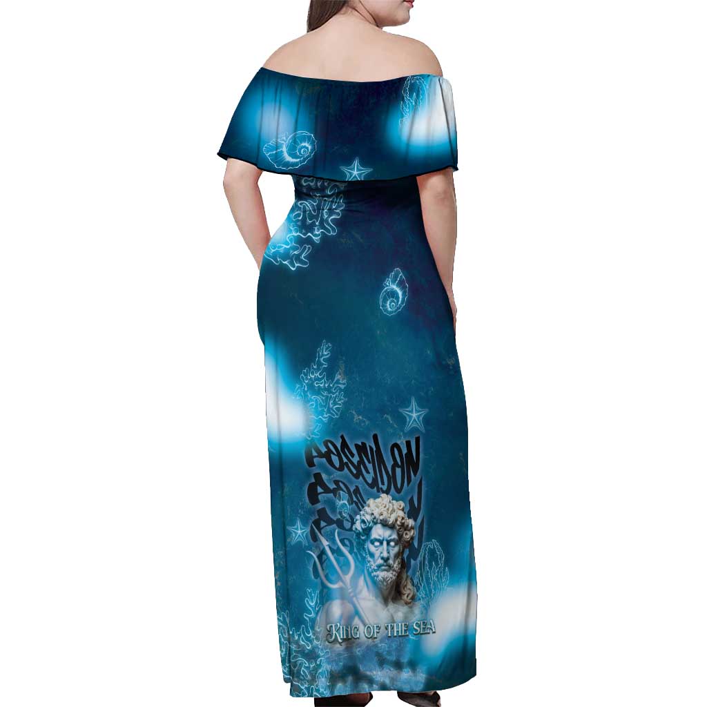 Poseidon Off Shoulder Maxi Dress God Of The Sea - Wonder Print Shop