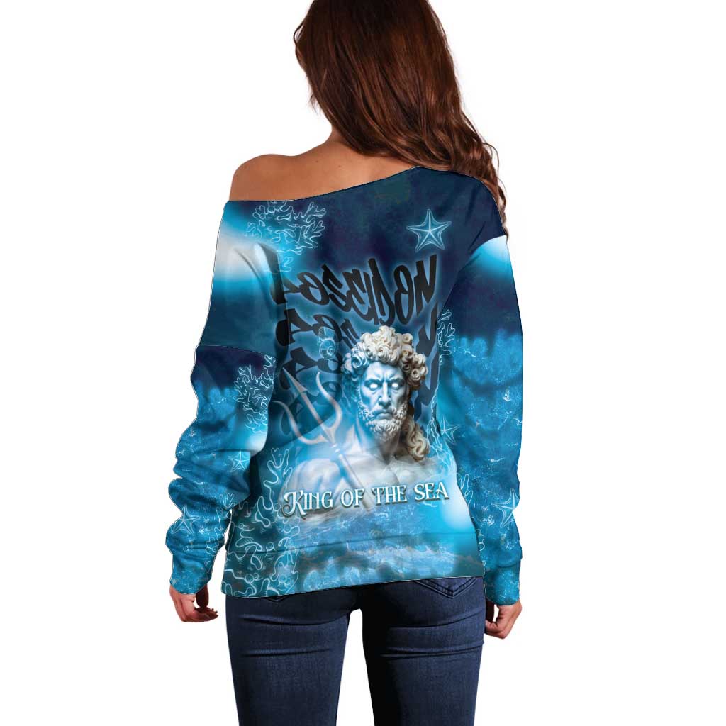 Poseidon Off Shoulder Sweater God Of The Sea - Wonder Print Shop