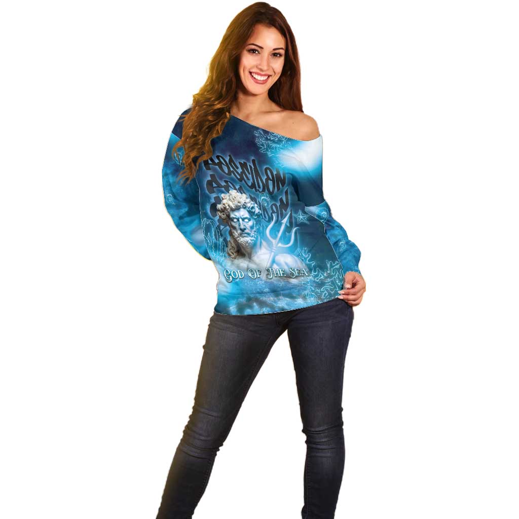 Poseidon Off Shoulder Sweater God Of The Sea - Wonder Print Shop