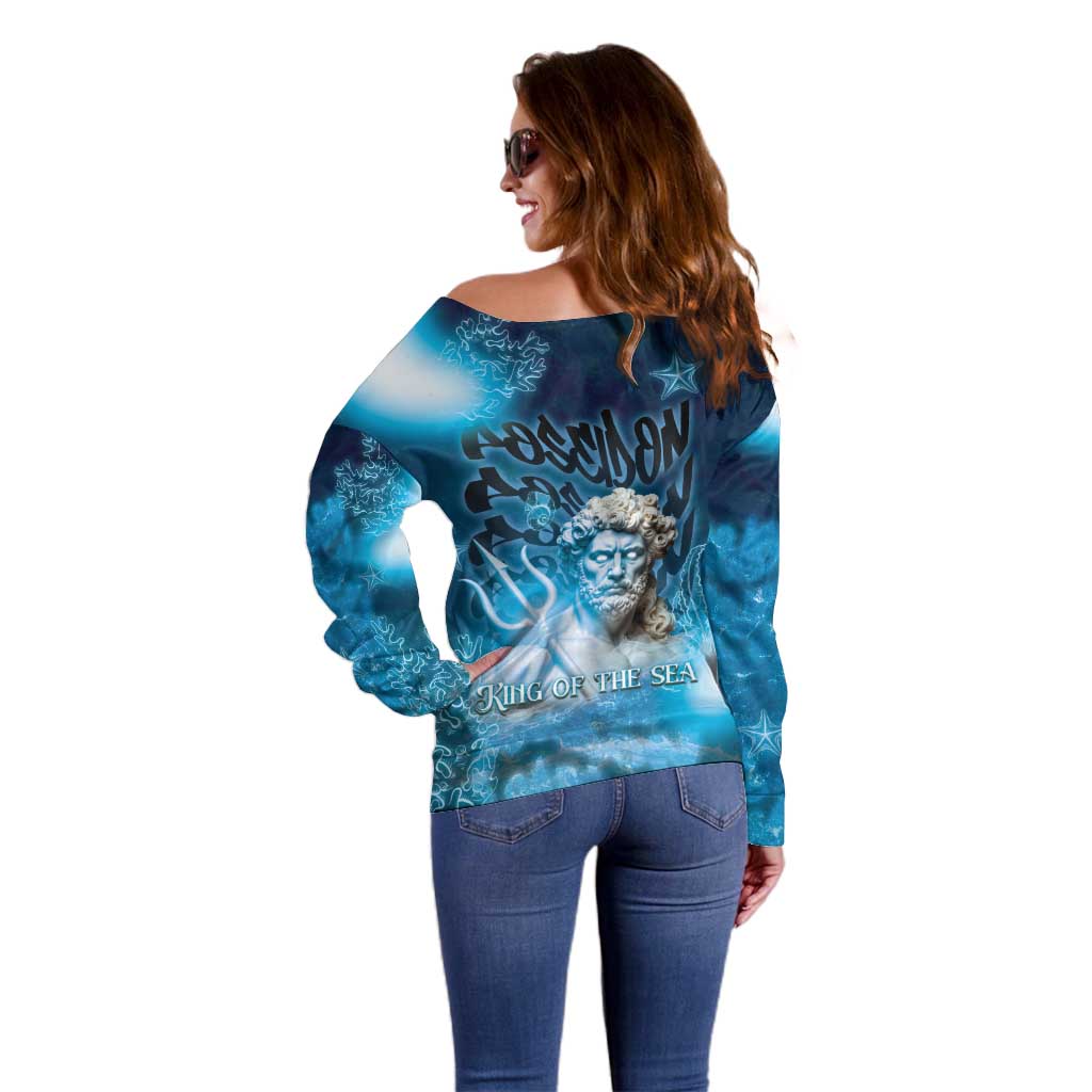 Poseidon Off Shoulder Sweater God Of The Sea - Wonder Print Shop