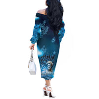 Poseidon Off The Shoulder Long Sleeve Dress God Of The Sea - Wonder Print Shop