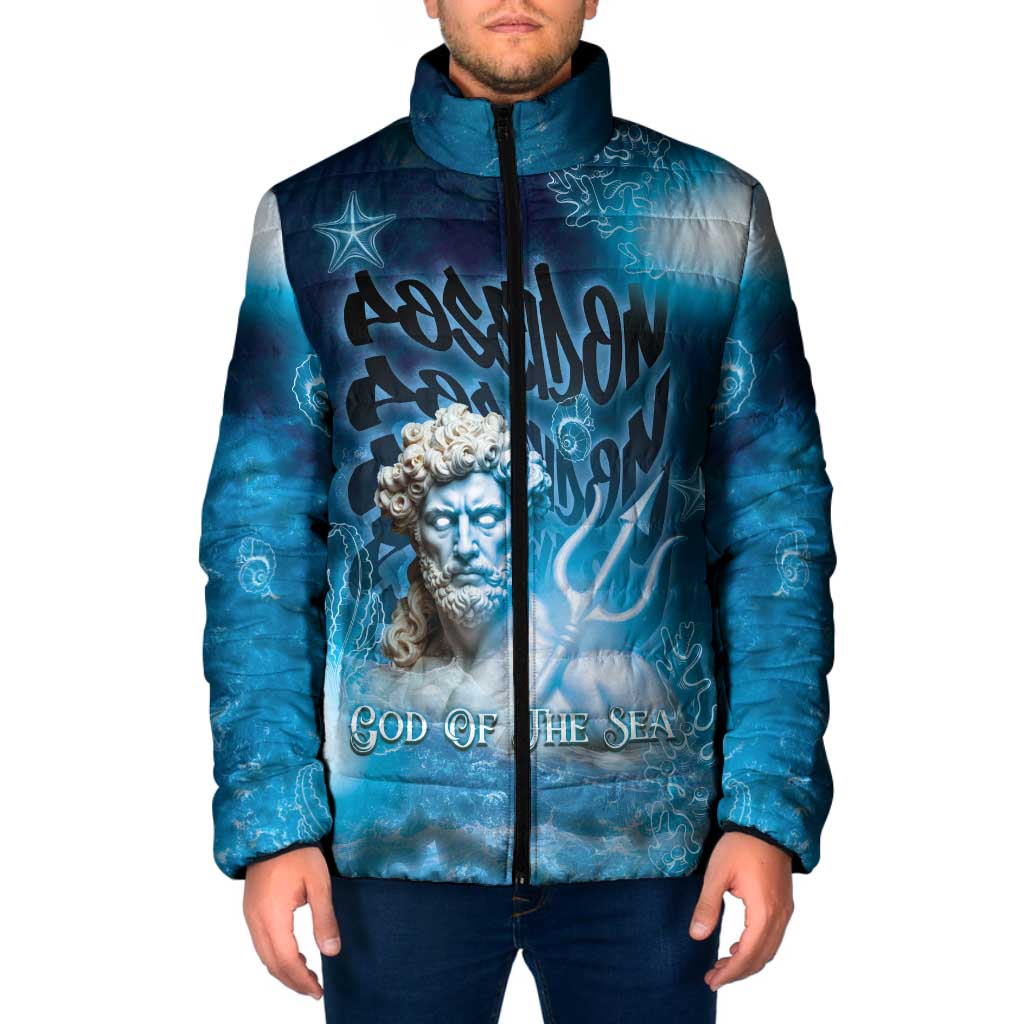 Poseidon Padded Jacket God Of The Sea - Wonder Print Shop