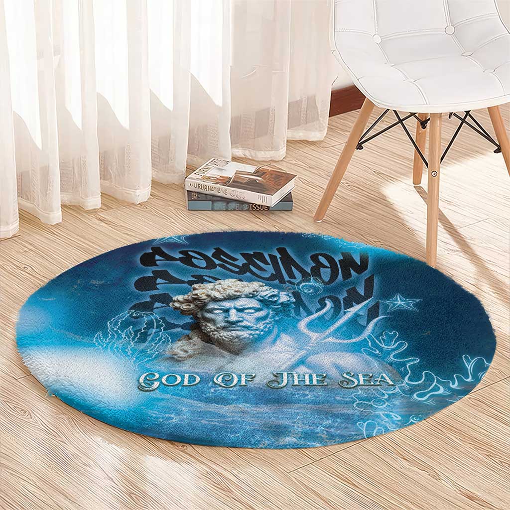 Poseidon Round Carpet God Of The Sea - Wonder Print Shop