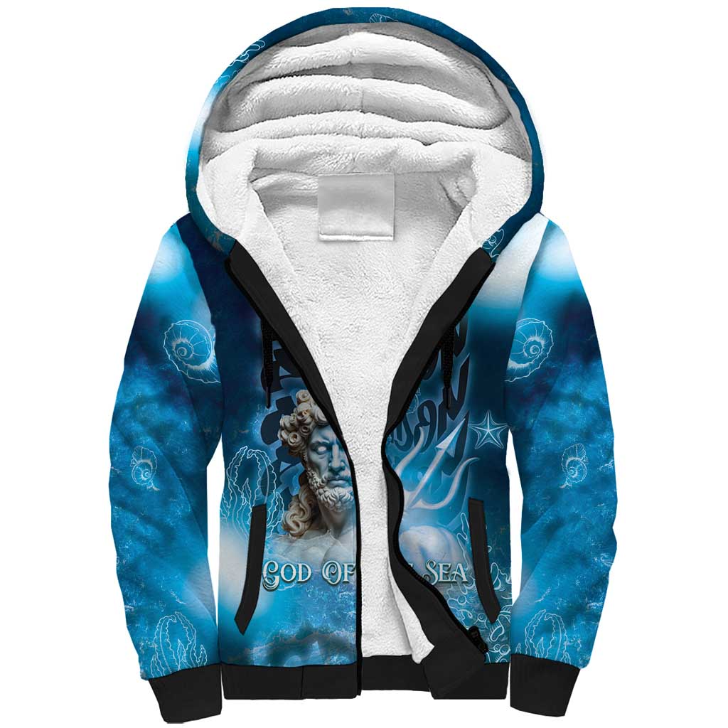 Poseidon Sherpa Hoodie God Of The Sea - Wonder Print Shop