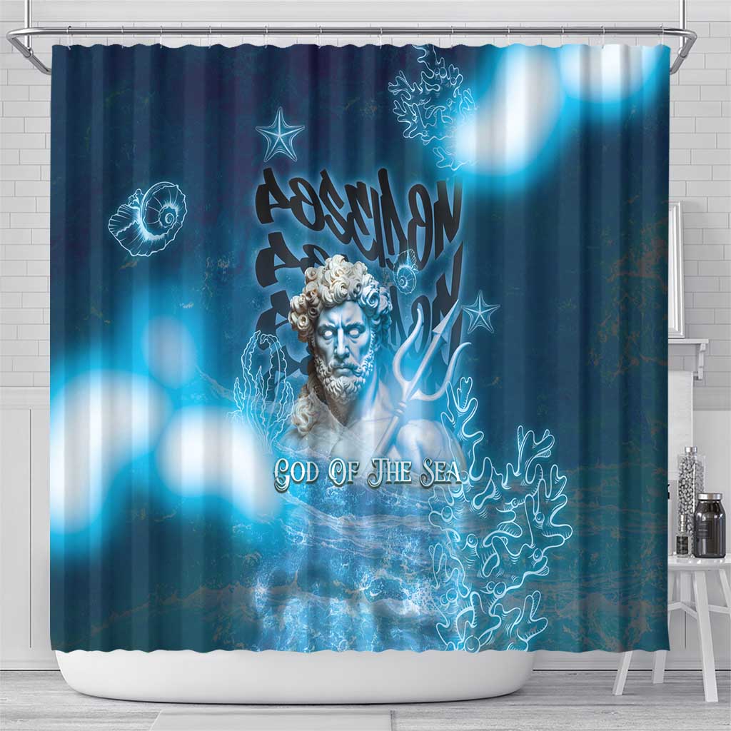 Poseidon Shower Curtain God Of The Sea - Wonder Print Shop