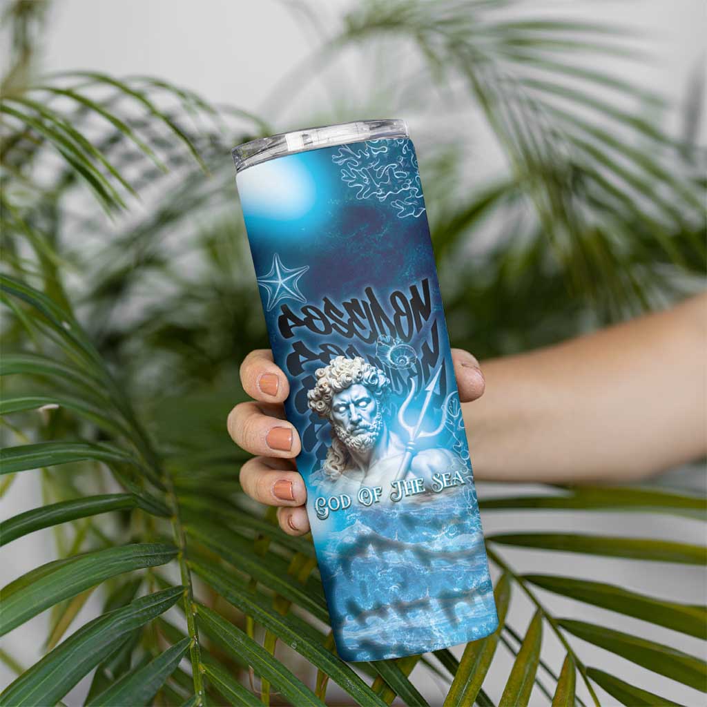 Poseidon Skinny Tumbler God Of The Sea - Wonder Print Shop