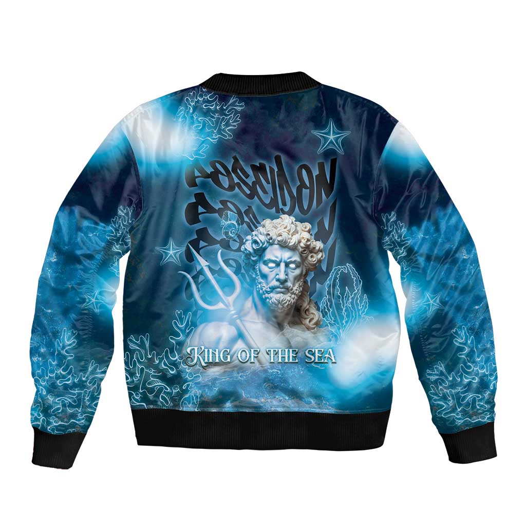 Poseidon Sleeve Zip Bomber Jacket God Of The Sea - Wonder Print Shop