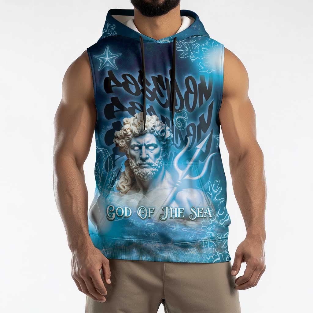 Poseidon Sleeveless Hoodie God Of The Sea - Wonder Print Shop
