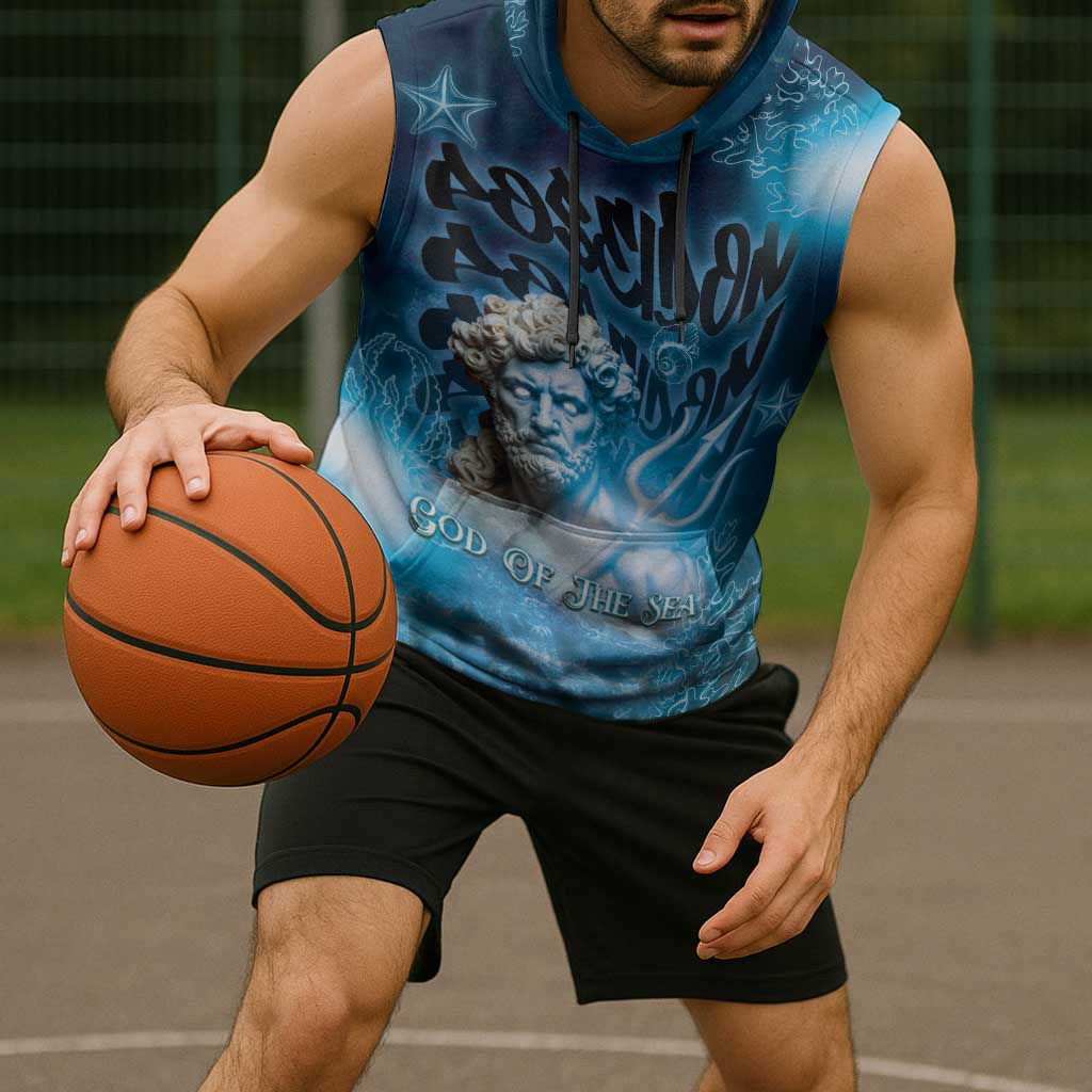 Poseidon Sleeveless Hoodie God Of The Sea - Wonder Print Shop