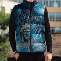 Poseidon Sleeveless Puffer Jacket God Of The Sea - Wonder Print Shop