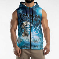 Poseidon Sleeveless Zip Hoodie God Of The Sea - Wonder Print Shop