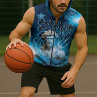 Poseidon Sleeveless Zip Hoodie God Of The Sea - Wonder Print Shop