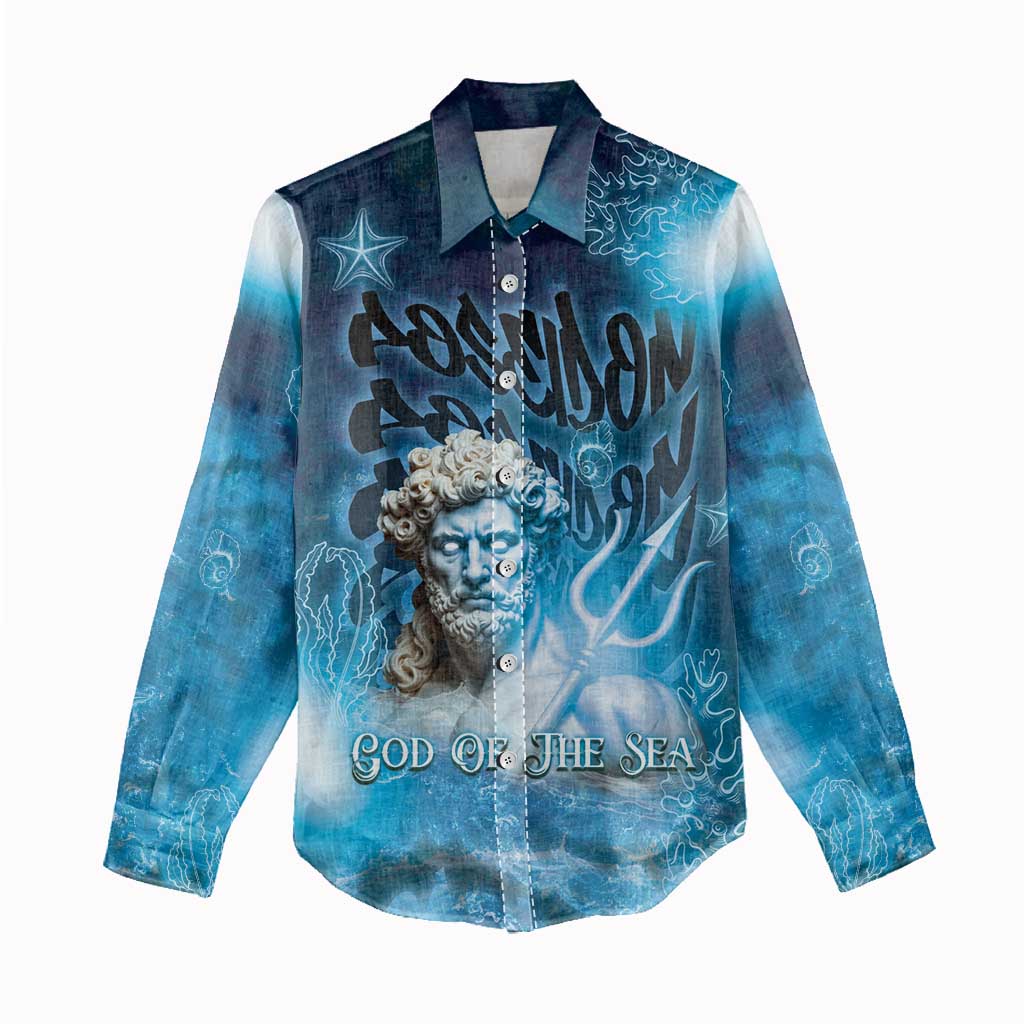 Poseidon Women Casual Shirt God Of The Sea - Wonder Print Shop