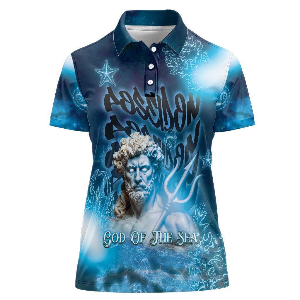 Poseidon Women Polo Shirt God Of The Sea - Wonder Print Shop