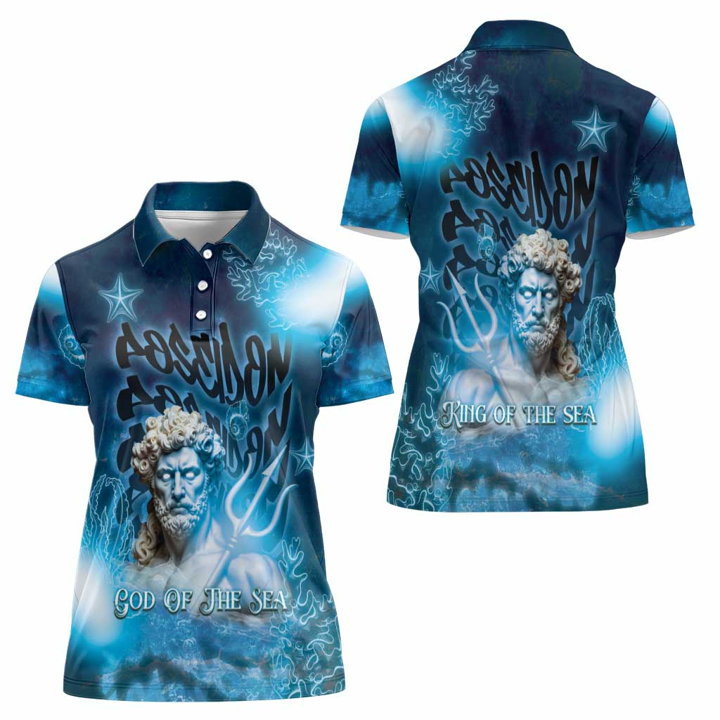 Poseidon Women Polo Shirt God Of The Sea - Wonder Print Shop