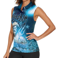 Poseidon Women Sleeveless Polo Shirt God Of The Sea - Wonder Print Shop
