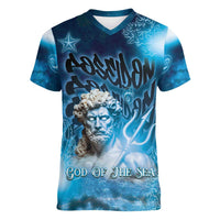 Poseidon Women V-Neck T-Shirt God Of The Sea - Wonder Print Shop