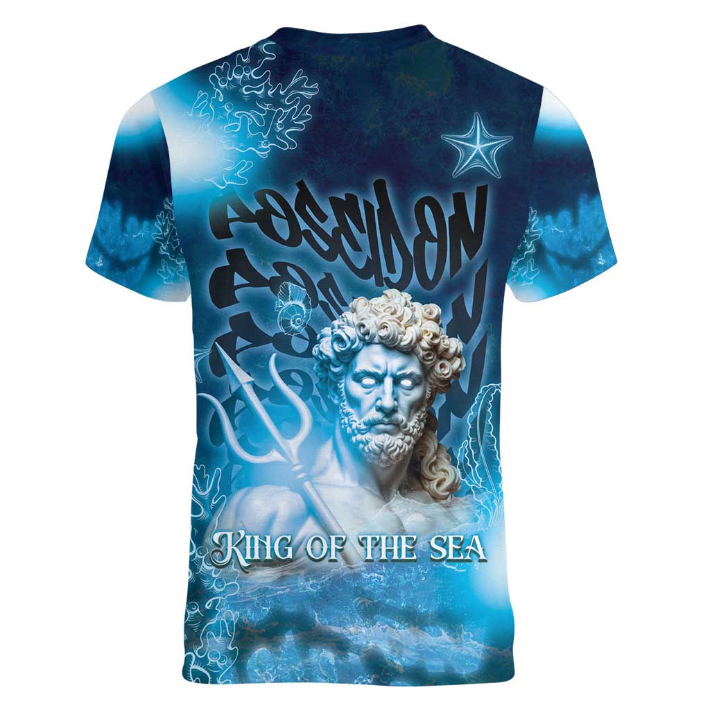 Poseidon Women V-Neck T-Shirt God Of The Sea - Wonder Print Shop