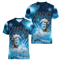 Poseidon Women V-Neck T-Shirt God Of The Sea - Wonder Print Shop