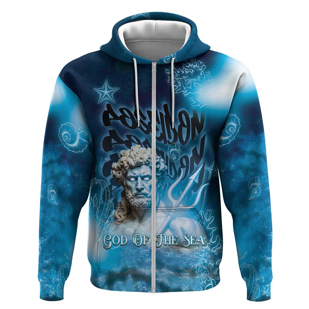 Poseidon Zip Hoodie God Of The Sea - Wonder Print Shop
