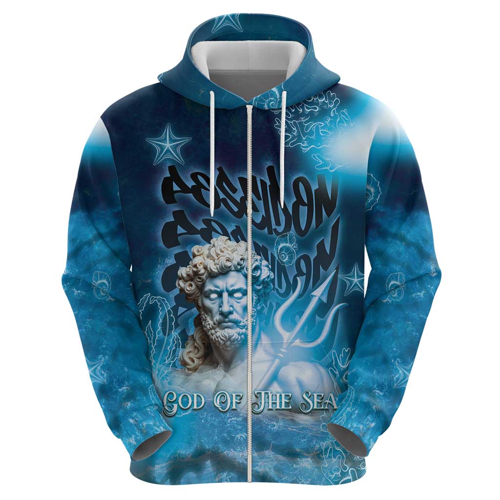 Poseidon Zip Hoodie God Of The Sea - Wonder Print Shop