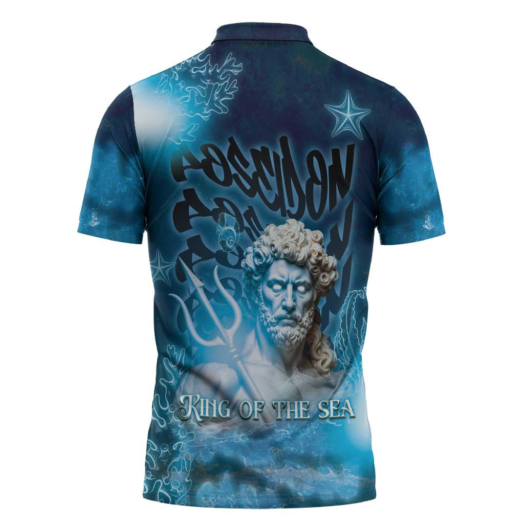 Poseidon Zipper Polo Shirt God Of The Sea - Wonder Print Shop