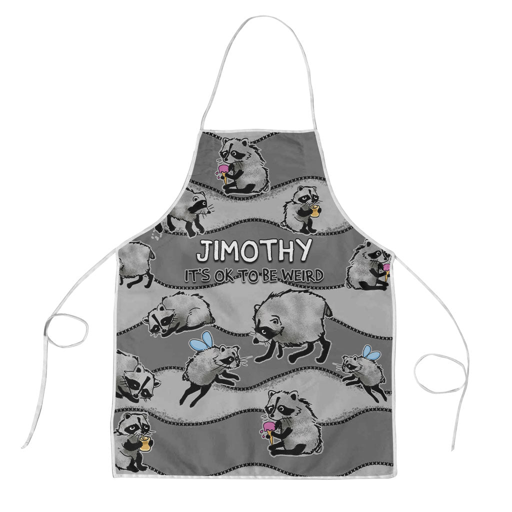 Jimothy The Raccoon Apron It's Ok To Be Weird Raccoons Cute Sketch Pattern