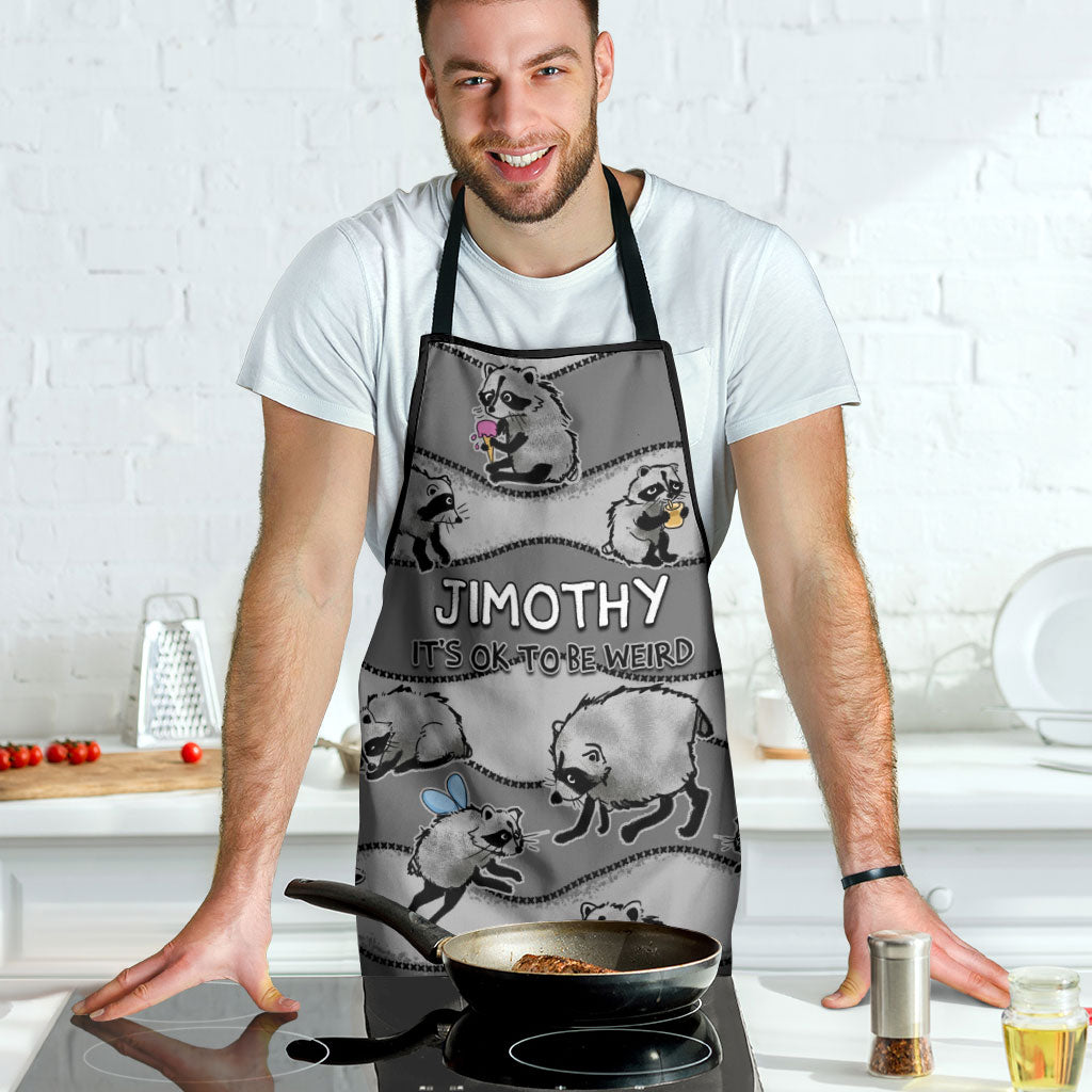 Jimothy The Raccoon Apron It's Ok To Be Weird Raccoons Cute Sketch Pattern