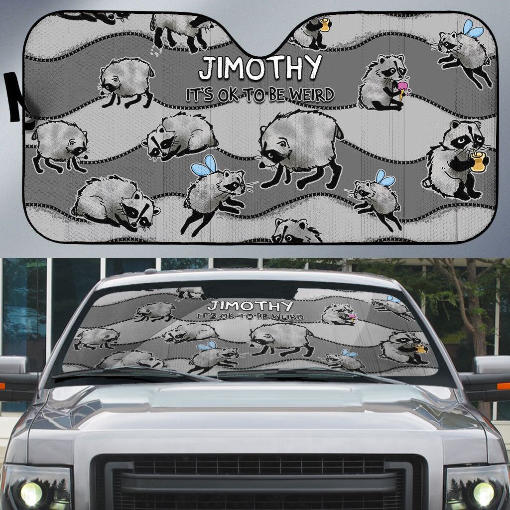 Jimothy The Raccoon Auto Sun Shade It's Ok To Be Weird Raccoons Cute Sketch Pattern