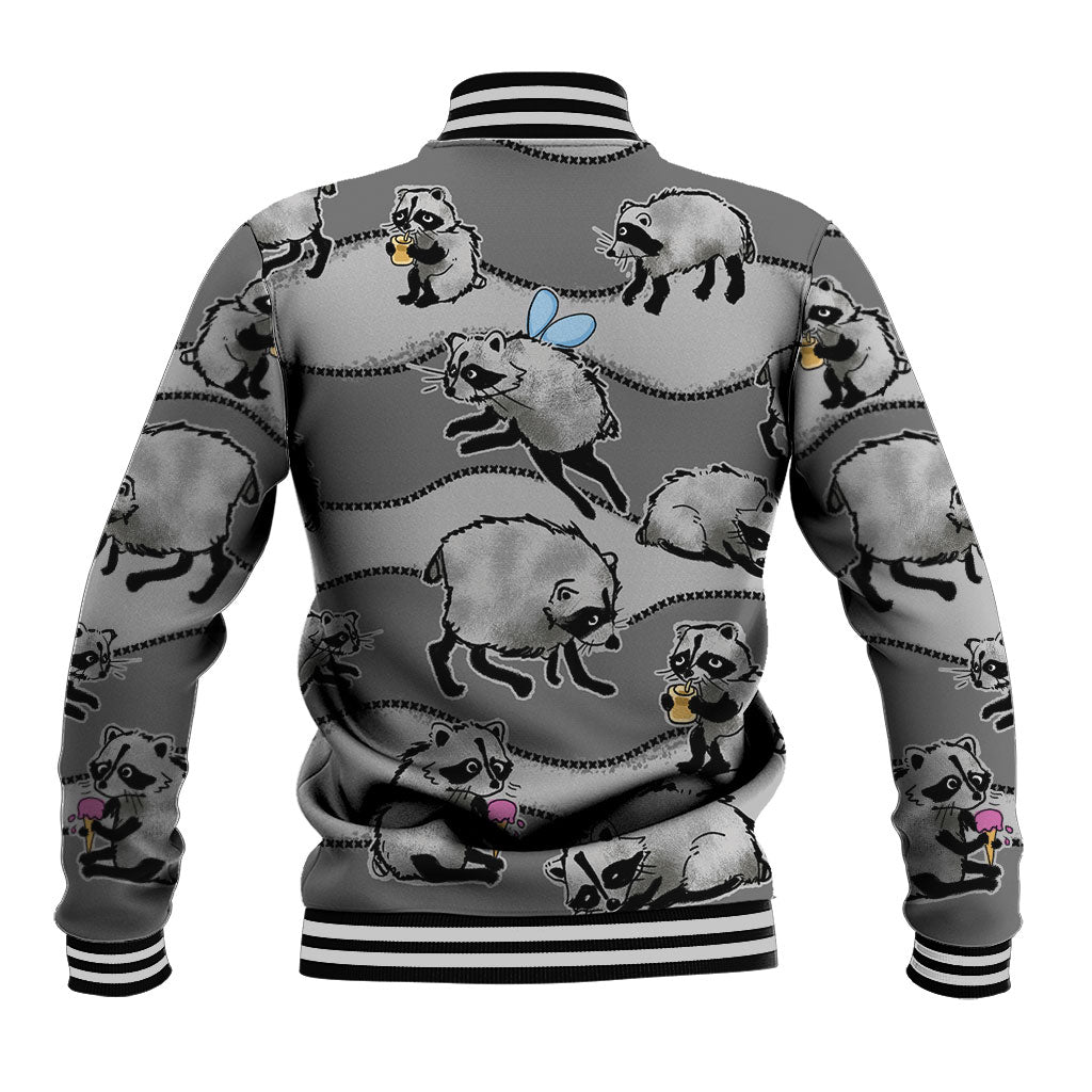 Jimothy The Raccoon Baseball Jacket It's Ok To Be Weird Raccoons Cute Sketch Pattern
