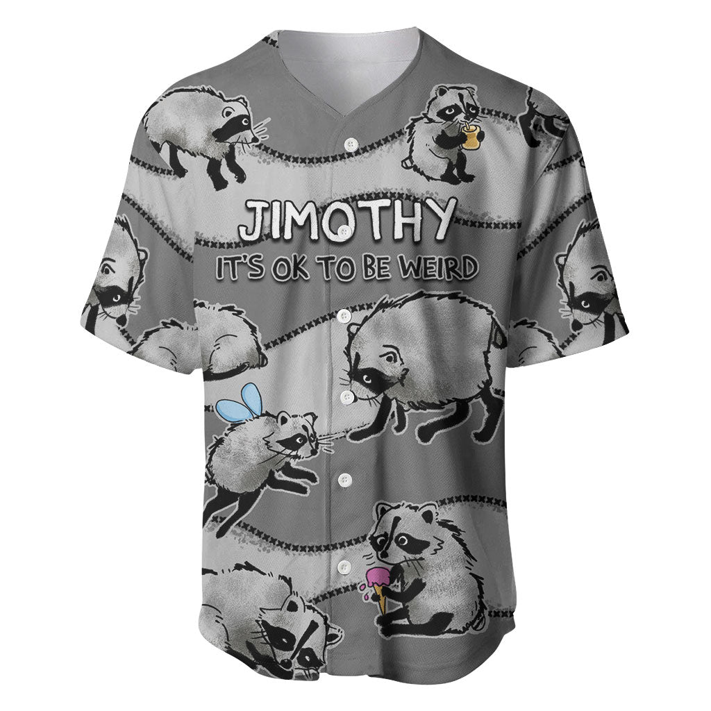 Jimothy The Raccoon Baseball Jersey It's Ok To Be Weird Raccoons Cute Sketch Pattern