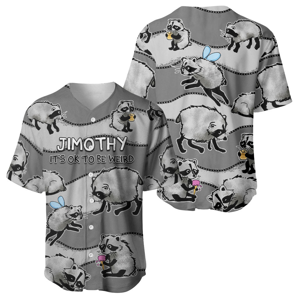 Jimothy The Raccoon Baseball Jersey It's Ok To Be Weird Raccoons Cute Sketch Pattern