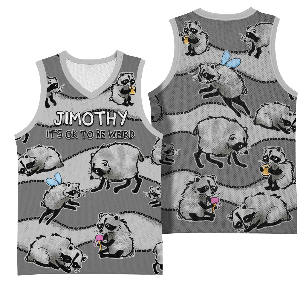 Jimothy The Raccoon Basketball Jersey It's Ok To Be Weird Raccoons Cute Sketch Pattern