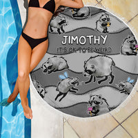 Jimothy The Raccoon Beach Blanket It's Ok To Be Weird Raccoons Cute Sketch Pattern