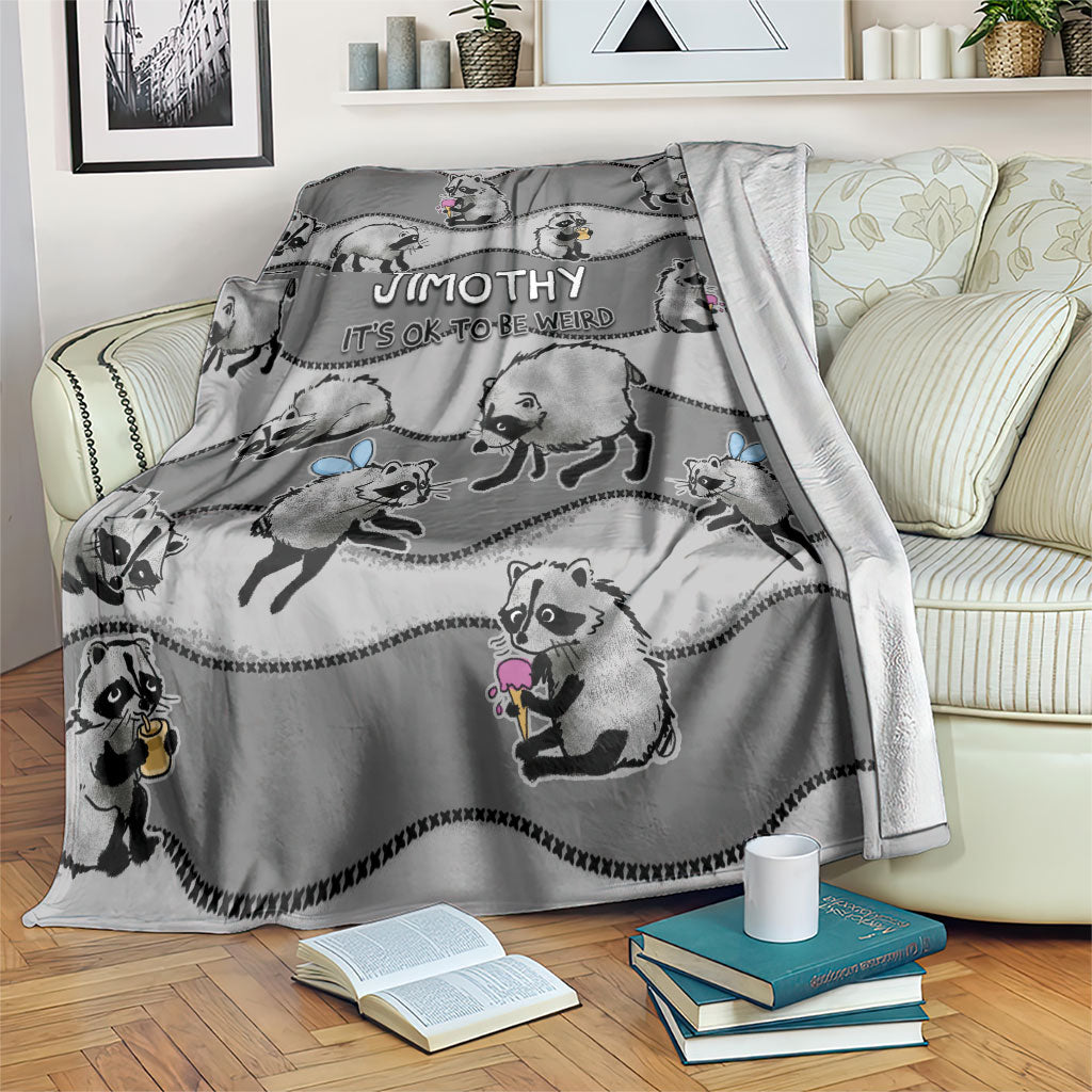 Jimothy The Raccoon Blanket It's Ok To Be Weird Raccoons Cute Sketch Pattern