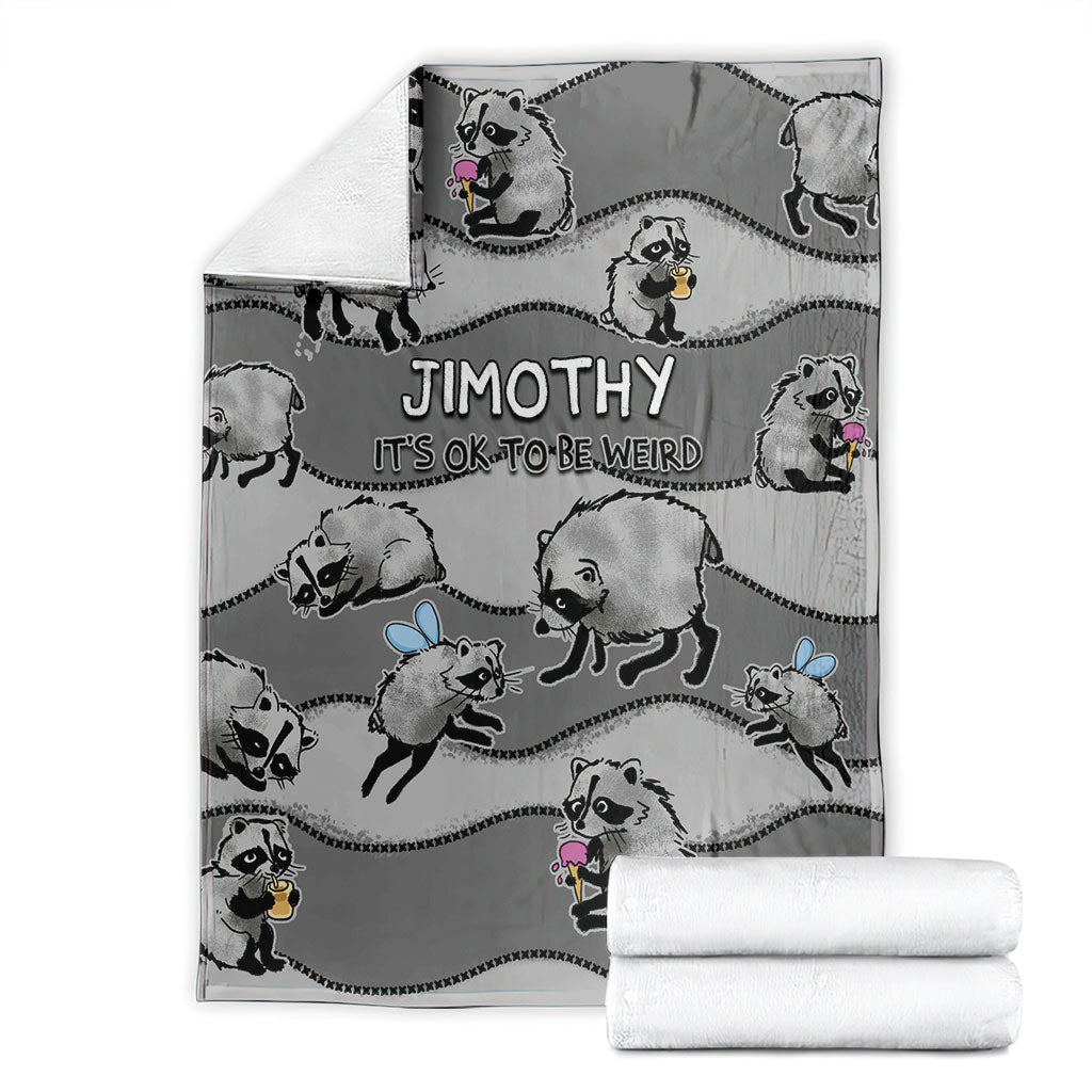 Jimothy The Raccoon Blanket It's Ok To Be Weird Raccoons Cute Sketch Pattern