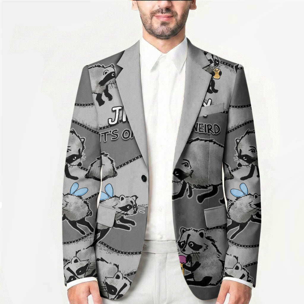 Jimothy The Raccoon Blazer It's Ok To Be Weird Raccoons Cute Sketch Pattern